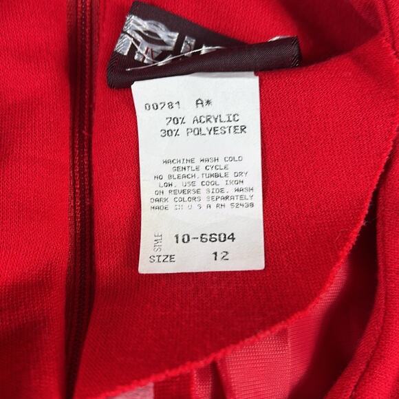 Vintage Halmode Petites long sleeved red midi dress, size 12p - Picture 8 of 8